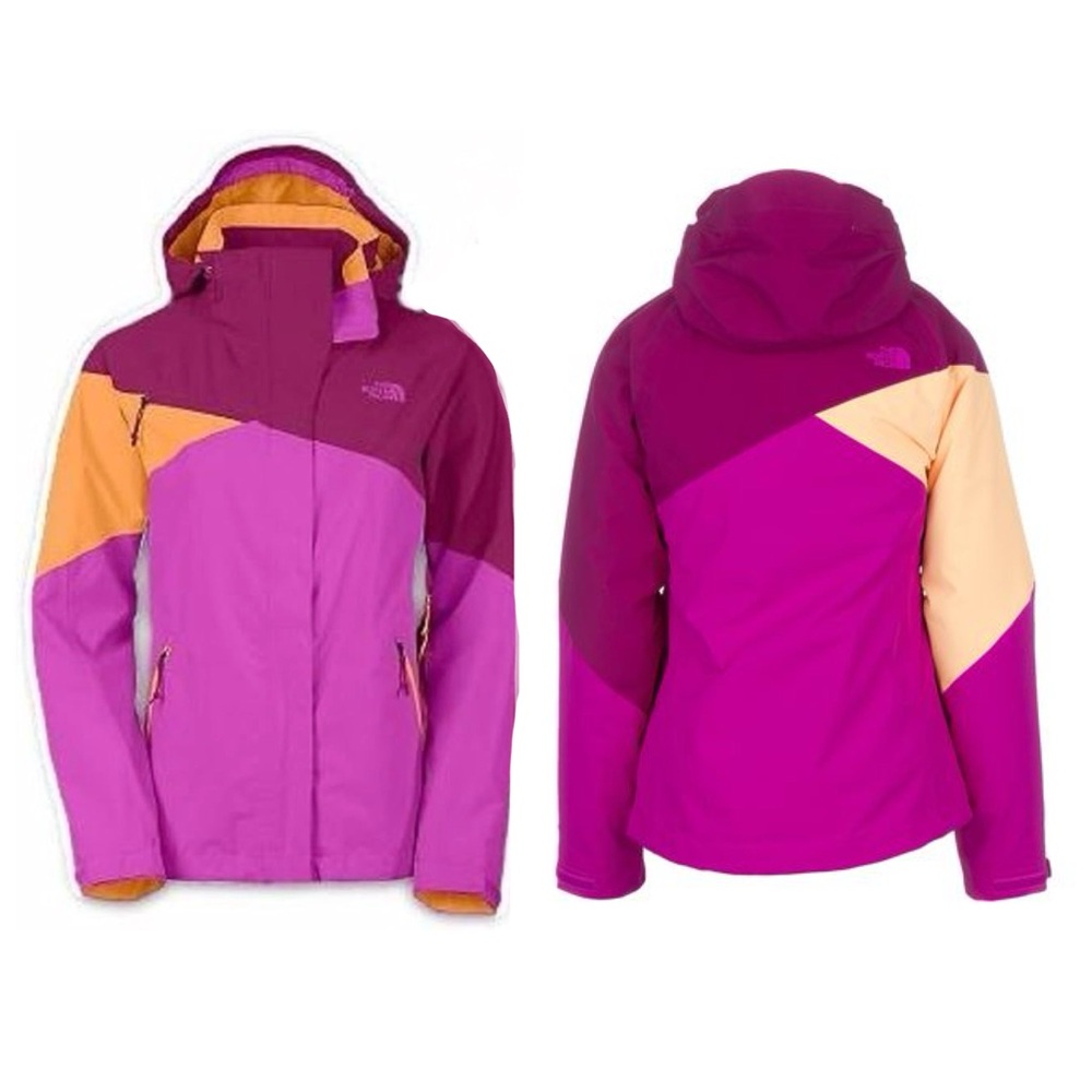 The North Face Women's Fuchsia & Orange Cinnabar Triclimate Hooded Rain Jacket - Picture 1 of 16